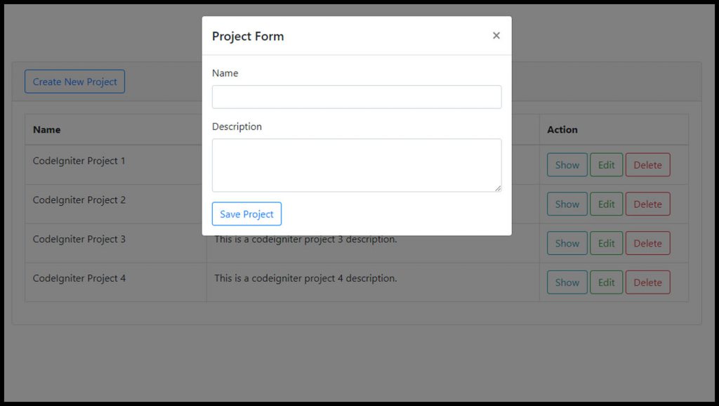 CodeIgniter 3 Simple AJAX CRUD Step-by-Step Tutorial 3 ci-crud-ajax-create-modal