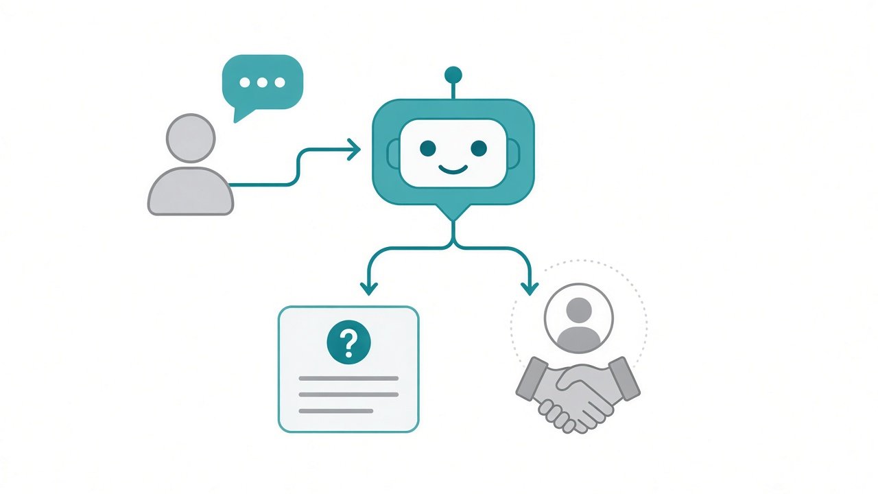 AI Agent vs AI Assistant vs Chatbot: What's Actually Different? 3 Simple chatbot flow: user message, intent match, scripted or FAQ reply